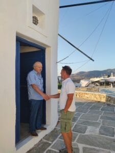 with mr katsavis, owner of ios island windmill