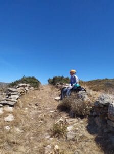 hiking and clearing route from wind generators to perivolia