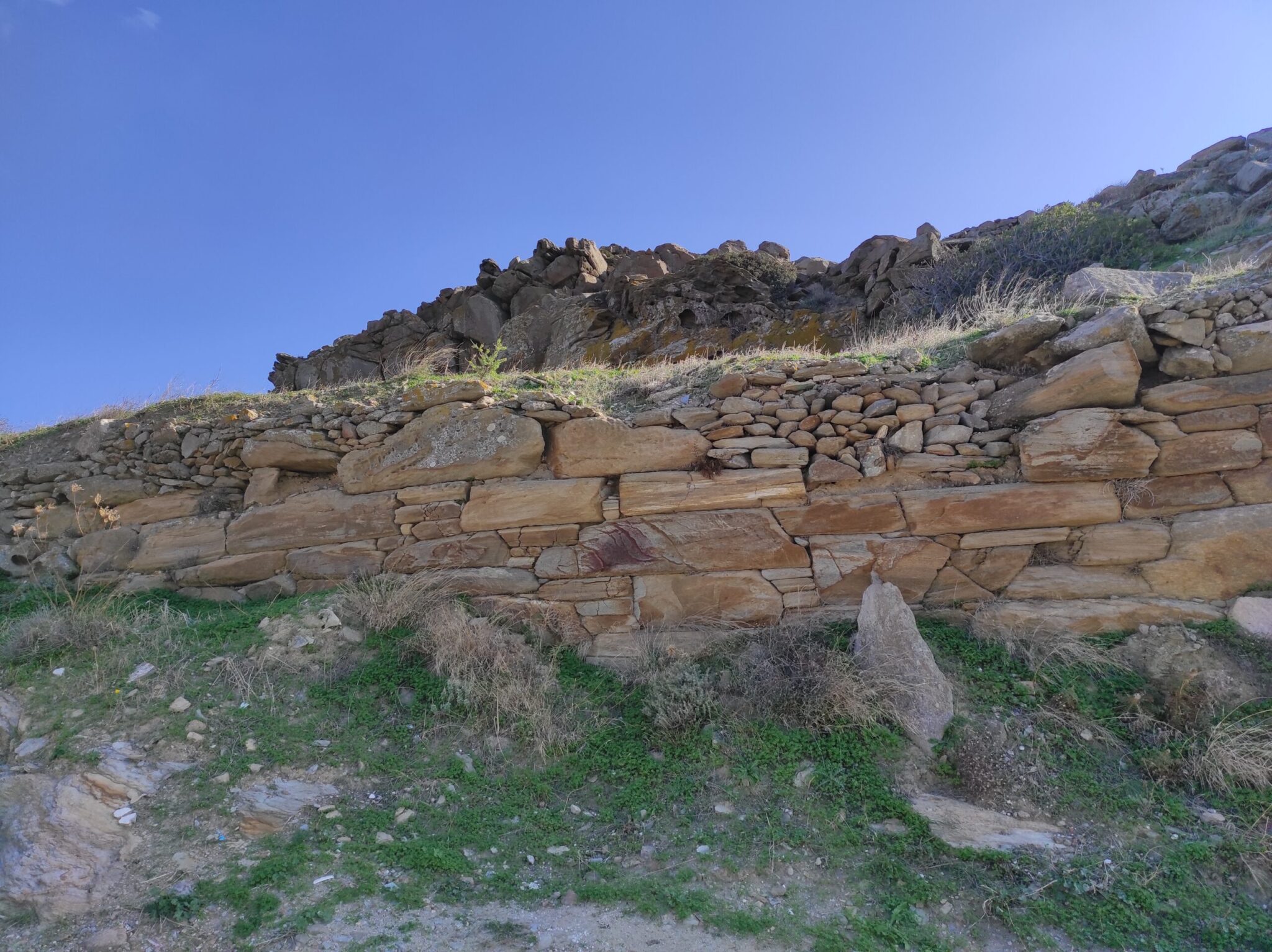 Remains of the ancient wall at the entrance to Chora, Ios